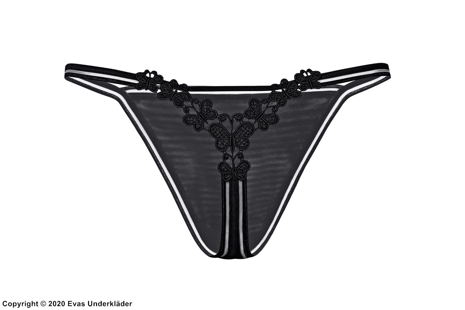 Romantischer G-String, doppelte Bänder, Spitzenapplikation, Schmetterling